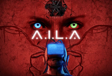 Arte de capa de A.I.L.A, jogo de terror psíquico do estúdio brasileiro Pulsatrix Studios, com destaque para a entidade da inteligência artificial.