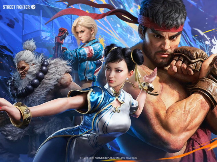 Arte promocional da Temporada 11 de Call of Duty Mobile exibindo os operadores com as novas skins de Ryu, Chun-Li e Akuma da colaboração com Street Fighter.