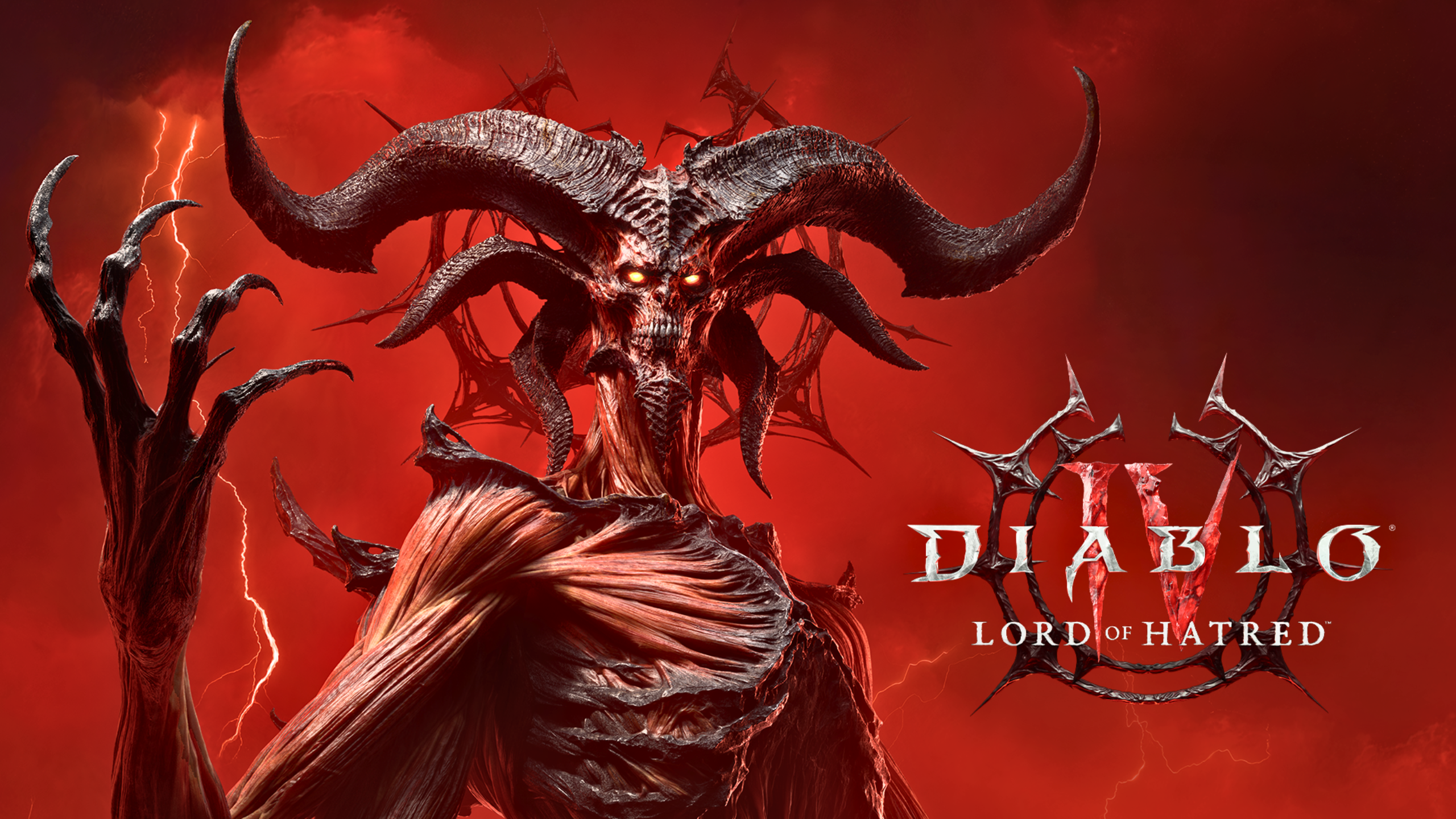 Arte promocional de Diablo IV: Lord of Hatred destacando o Paladino e o confronto iminente com Mefisto.