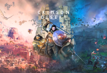 O protagonista Kliff empunhando sua espada em uma colina de Pywel, observando o horizonte vasto de Crimson Desert sob um céu nublado.