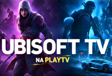 Logotipos da PlayTV e Ubisoft em destaque sobre fundo temático de games, anunciando nova parceria de conteúdo.