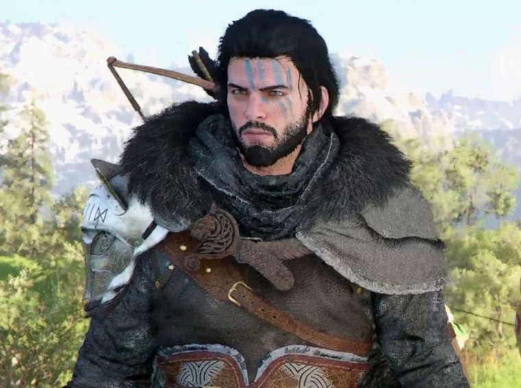 Imagem de Kliff, protagonista de Crimson Desert, em posição de combate com armadura detalhada, destacando os gráficos da Pearl Abyss.