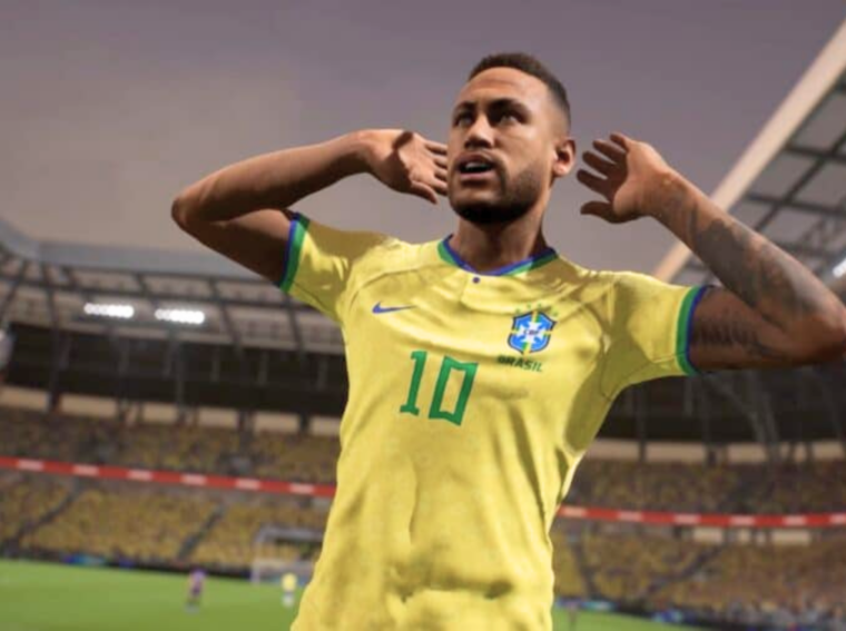 Arte promocional do eFootball com Neymar celebrando o retorno do Brasileirão Série A licenciado com a presença da Confederação Brasileira de Futebol.