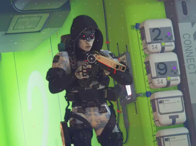 Cena de gameplay de Marathon exibindo a interface de combate e o ambiente hostil do novo extraction shooter da Bungie.