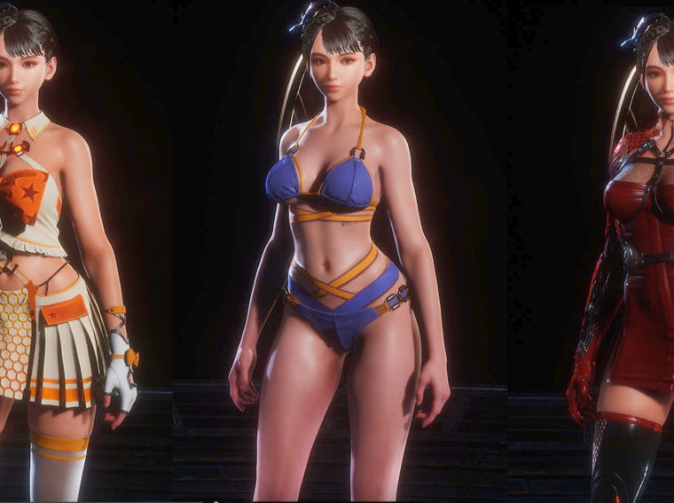 Close-up detalhado da personagem Eve de Stellar Blade em alta resolução, focando na estética futurista do jogo.