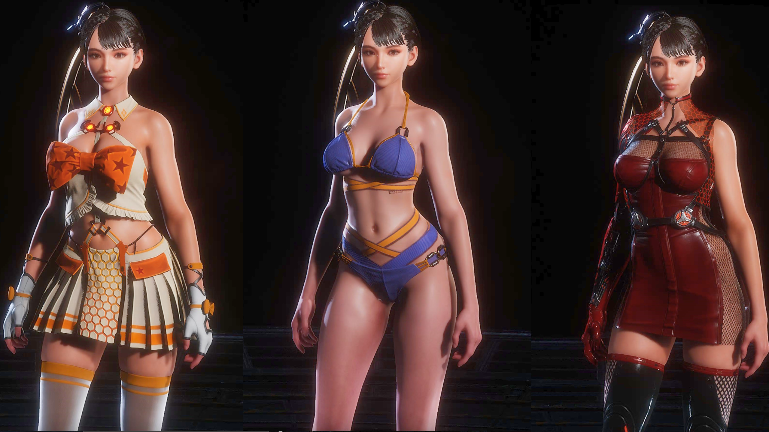 Close-up detalhado da personagem Eve de Stellar Blade em alta resolução, focando na estética futurista do jogo.