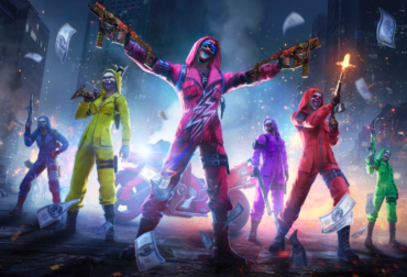 Montagem promocional mostrando as novas embalagens de chocolate Snickers com temática do jogo Free Fire e personagens ao fundo.