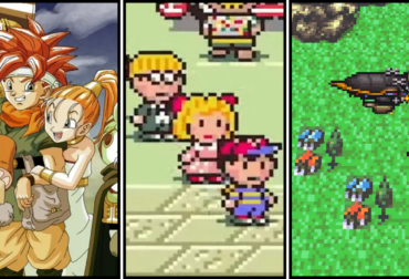 Montagem com os protagonistas dos melhores RPGs de turno da era 16-bits, destacando Chrono de Chrono Trigger, Final Fantasy VI e EarthBound.