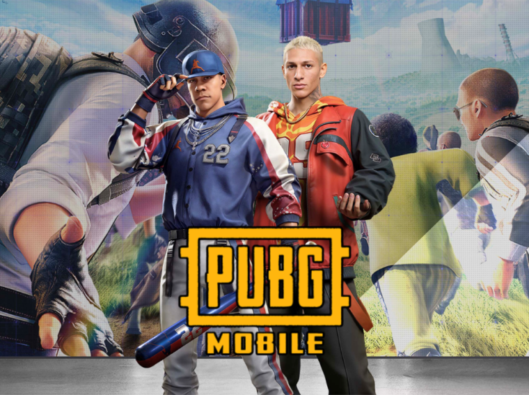 Montagem mostrando o jogador Richarlison e jogador de baseball em artes conceituais do jogo PUBG MOBILE.