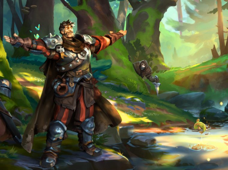 Captura de tela de Albion Online exibindo a nova iluminação e texturas da atualização Natureza Radiante em um bioma de floresta.