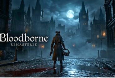 O Caçador de Bloodborne em pé no centro de Yharnam com iluminação aprimorada e texturas em 4K para a versão Remastered no PS5 e PC.