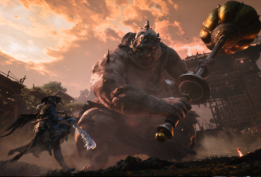 Cena de combate de Phantom Blade Zero mostrando o sistema de troca de armas e efeitos de impacto visual.