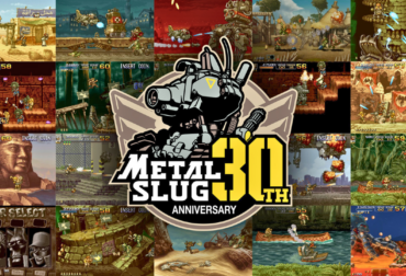 Logotipo oficial do 30º aniversário de Metal Slug com os personagens clássicos Marco e Tarma em destaque sobre um fundo temático da SNK.