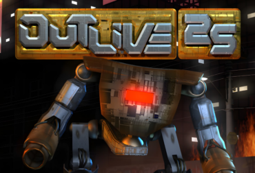 Arte oficial de Outlive 25 mostrando o confronto clássico entre as unidades dos Humanos e dos Robôs em um cenário futurista remasterizado.