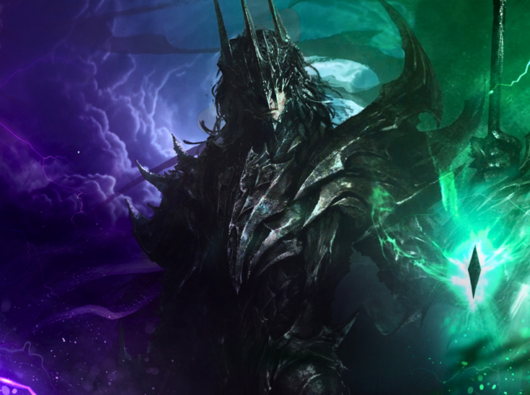 Arte promocional da atualização Dread Blade para o MMORPG AION, destacando a nova classe híbrida e elementos de fantasia.