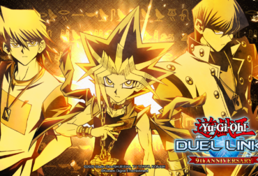 Ilustração oficial de Yu-Gi-Oh! Duel Links mostrando Yami Yugi e Seto Kaiba prontos para um duelo no novo modo Character Deck Duels.