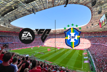 Logotipos da EA SPORTS FC 26 e da Confederação Brasileira de Futebol juntos.